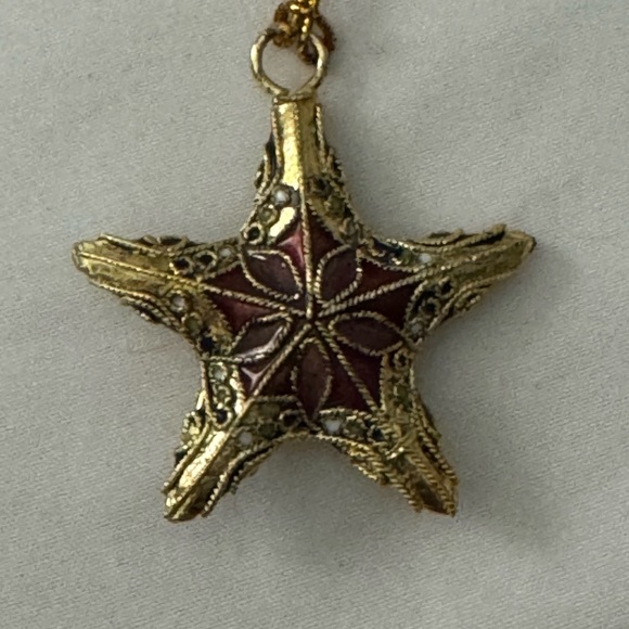 Cloisonné Small Ornament Set Star, Heart, Sphere and Bell in Blue Velvety Box - Picture 7 of 9